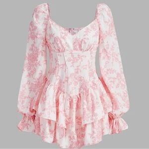 Floral Pink and White Long Sleeve dress